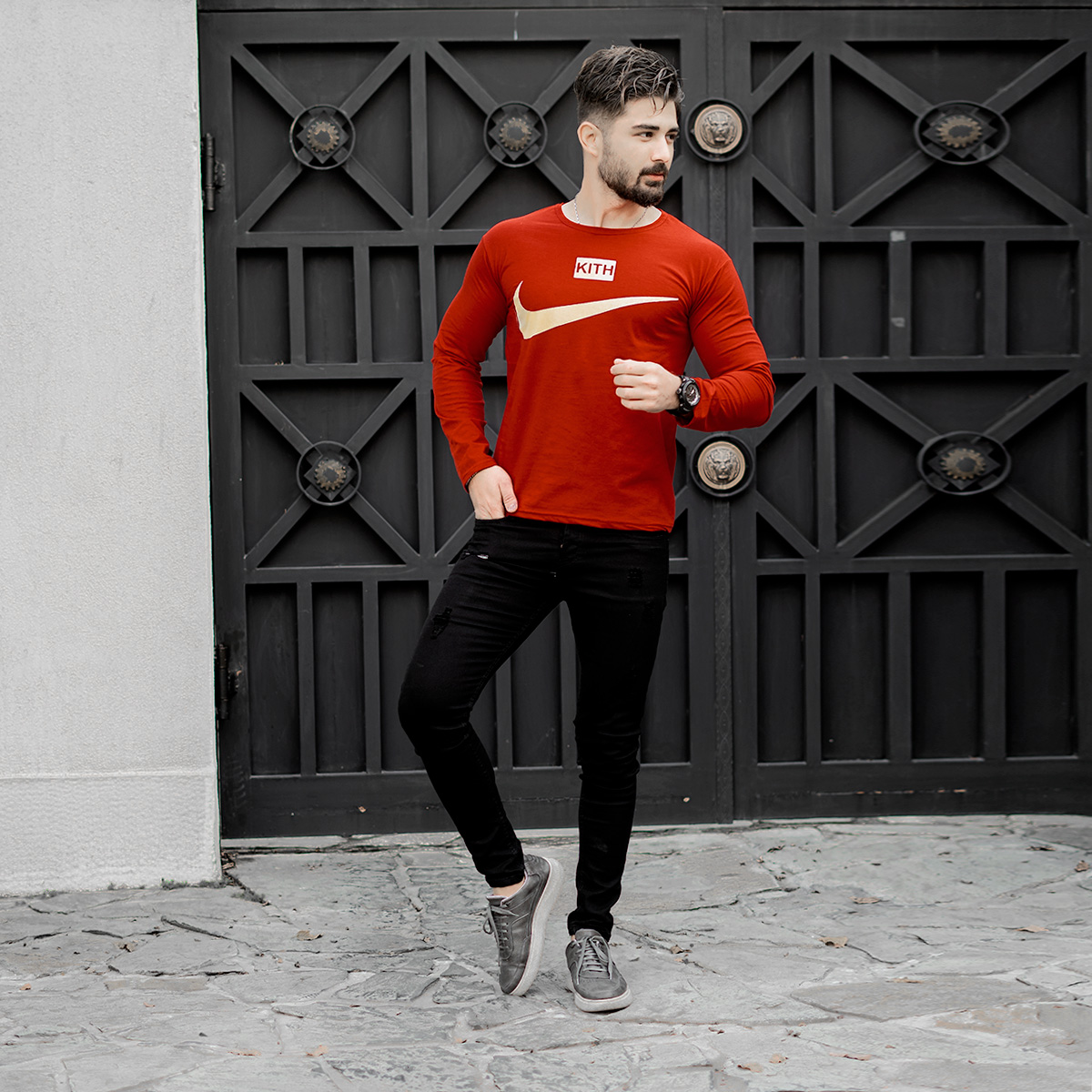 تیشرت آستین بلند مردانه Nike قرمز مدل A77