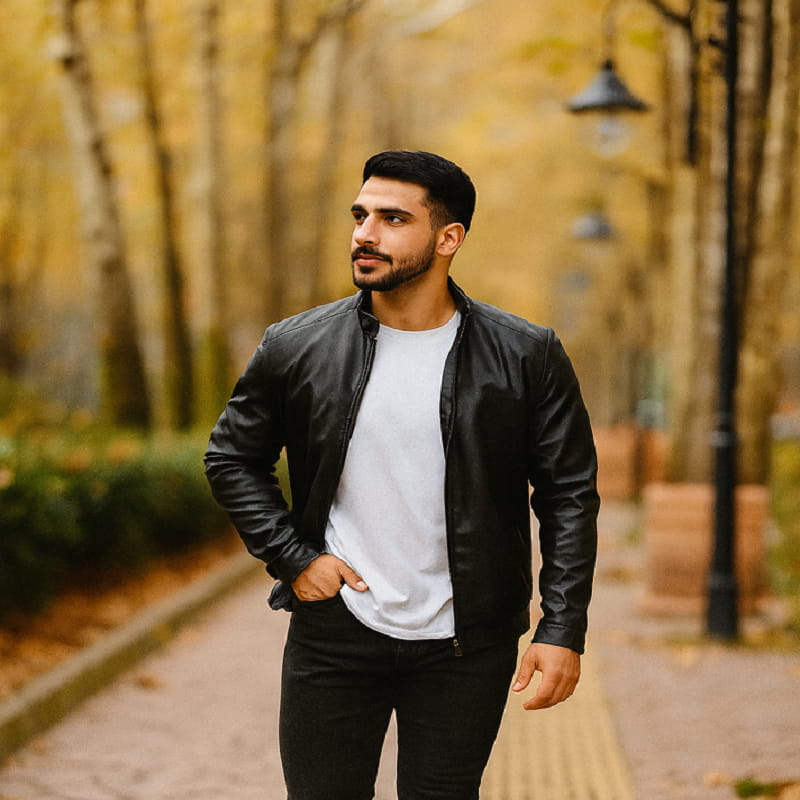 کاپشن چرم مردانه مدل Babak